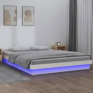 Detailed information about the product LED Bed Frame White 137x187 cm Double Size Solid Wood