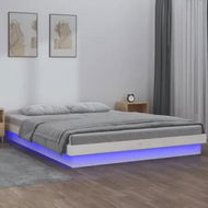 Detailed information about the product LED Bed Frame White 153x203 cm Queen Size Solid Wood