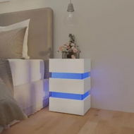 Detailed information about the product LED Bedside Cabinet White 45x35x67 cm Engineered Wood