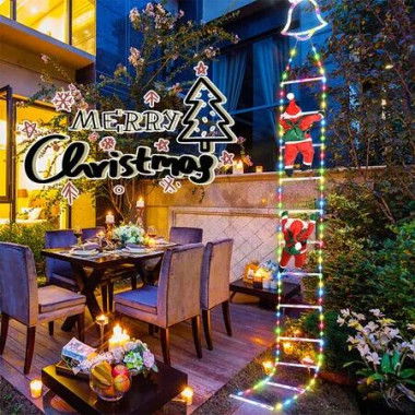 LED Christmas Lights 2M USB Powered Outdoor Decorations Climbing Santa Claus Bell Indoor Window Tree Festive Holiday Display Warm Glow