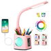 LED Desk Lamp with Clock, Color Changing Nightlight Pen Holder,Desk Light with USB Charger,Table Light for Home,Office,Bedroom-Pink. Available at Crazy Sales for $59.99