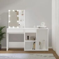 Detailed information about the product LED Dressing Table with Cabinet White Engineered Wood