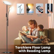 Detailed information about the product LED Floor Lamp Reading Lights 2 Heads Standing Minimalist Arc Adjustable Touch Remote Control for Bedroom