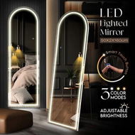 Detailed information about the product LED Full Length Mirror Vanity Arched Body Dressing Floor Free Standing Hanging Leaning Lighted Wall Lighted Bedroom Hallway 3 Light Colours 50x2x160cm