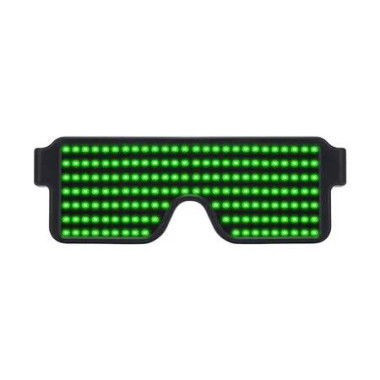 LED Glasses Light Up Dynamic Party Favor Glasses Festival Christmas USB Rechargeable LED Rave Glowing Flashing (Green)