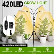 Detailed information about the product LED Grow Light Indoor Plants Full Spectrum Growing Lamp 420LEDs 200W 4 Heads Auto Timer Adjustable Tripod Stand