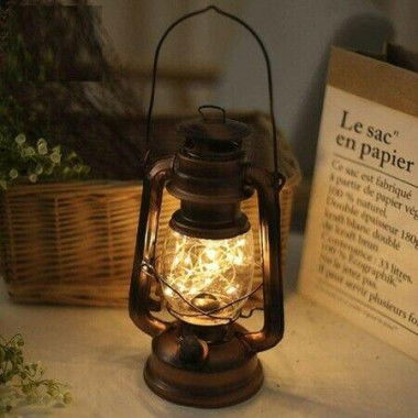 LED Lantern Antique Style Deep Bronze Warm Light Healing Effect Gift