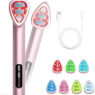 Detailed information about the product LED Light Wand for Face and Neck - Microcurrent Facial Device for Anti-Aging - Face & Eye Massager Skincare(Pink)