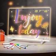 Detailed information about the product LED Note Board with Colors,35 X 25 cm 4 Modes & 7 Colors Acrylic Dry Erase Boards with Light,Led Drawing Board for Kids with Stand