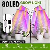 Detailed information about the product LED Plant Grow Light Full Spectrum Indoor Flower Growing Lamp 4 Heads 80 LEDs Height Adjustable Tripod Stand Auto Timer