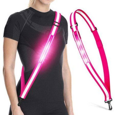 LED Reflective Walking Belt, Safety Lights for Night Walkers, High Visibility Rechargeable Reflective Running Equipment,1 Pack (Pink)