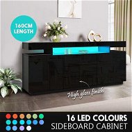 Detailed information about the product LED Sideboard Corner TV Stand Cabinet Entertainment Unit Buffet Table Black High Gloss 3 Drawers
