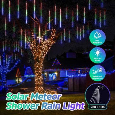 LED Solar Meteor Shower Rain Drop String Lights Xmas Falling Star Tree Decor Night Outdoor Christmas Garden Waterproof