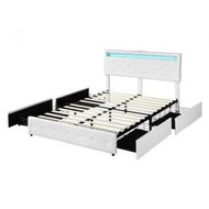 Detailed information about the product Levede Double Bed Frame RGB LED PU 4 Drawer USB