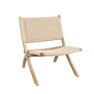 Detailed information about the product Levede Foldable Single Deck Chair Solid Ash Wood Kraft Rope Paper Woven Seat