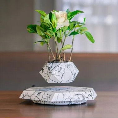 Levitating Plant Pot Magnetic Display Home Office Decor Homewarming Birthday Gift Marble Floating Planter Modern Indoor Ornament