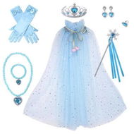 Detailed information about the product Light Blue Frozen Princess Set Hand Necklace Crown Sequin Cloak Veil Perfect Dress Up