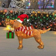 Detailed information about the product Light-Up Christmas Garden Decor, Acrylic Dog Garden Stake with Lights Yard Decor Garden Statue, Realistic Garden Sculpture for Pathway Backyard Lawn Landscape