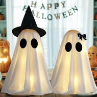 Detailed information about the product Light Up Halloween Ghost Decorations,Set of 2 DIY Spooky Ghosts Crafts,Scary Ghost for Halloween Decor Indoor Home Mantel Shelf & Tabletop Decor