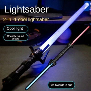 Light Up Saber Toy Sword For Kids - 7 Color Stretchable 2-in-1 LED Sword For Birthday Halloween Game Party (2 Packs)