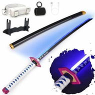 Detailed information about the product Light Up Sword,101cm 40 Inches Rechargeable Plastic Replica with Belt & Stand,Sword with Original Texture Giyu