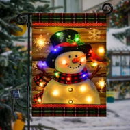 Detailed information about the product Lighted Christmas Garden Flag for Outside,Led Snowman Garden Flag,Winter Yard Flag 12x18In Double Sided for Outdoor Yard Porch Lawn Decoration