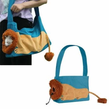 Lion-Shaped Pet Carrier Bag,Canvas Pet Bag,Cat Shoulder Bag,Pet Body Carrier For Daily Use,Walking,Outdoor Travel,Blue Size L