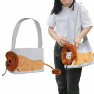 Detailed information about the product Lion-Shaped Pet Carrier Bag,Canvas Pet Bag,Cat Shoulder Bag,Pet Body Carrier For Daily Use,Walking,Outdoor Travel,Grey Size L