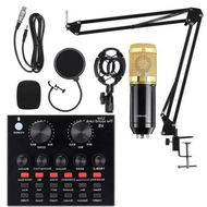 Detailed information about the product Livestream Mic Podcast Microphone Bundle with Sound Card, Adjustable Shock Mount, and Gold Finish