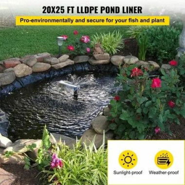 LLDPE Pond Liner 20x25 ft, Pond Liner 20 Mil, Fish Pond Liners for Waterfall, Pond and Fish Ponds