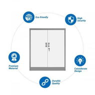 Detailed information about the product Lockable Steel Metal Filing Cabinet Anti-Scratch Cupboard With 4 Adjustable Shelves For School Lab Office.