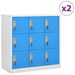 Locker Cabinets 2 pcs Light Grey and Blue 90x45x92.5 cm Steel. Available at Crazy Sales for $509.95