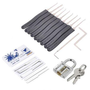 LOCKMALL 19-in-1 Practice Padlock Set - Lock + Lockpick Combination Tool