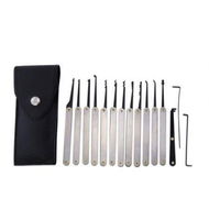 Detailed information about the product LOCKMALL Stainless Steel Hook Lock Pick Set - Silver + Black (15PCS)