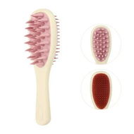 Detailed information about the product Long Handle Hair Silicone Scalp Massage Brush, 2 in 1 Double Sided Hair Comb Shampoo Brush, Multicolor, Beige