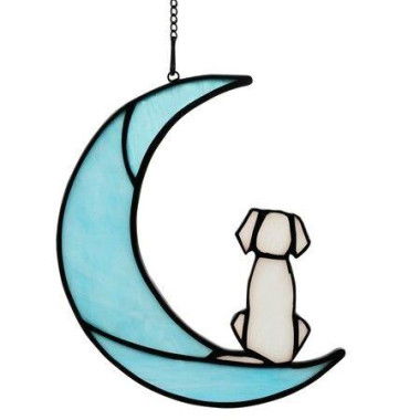 Loss Of Dog Sympathy GiftsSuncatcher Dog On Moon Stained Glass Window Decor GiftWhite Dog Sympathy Gifts For Pet Loss GiftsLoss Of Dog Memorial Gift For Dog Lovers