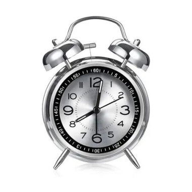 Loud Alarm Clock Heavy Sleepers Retro 4 Inch Silent Non Ticking Quartz Twin Bell Analog Backlight Bedroom Bedside Nightstand Grey