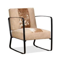 Detailed information about the product Lounge Chair Genuine Goatskin and Canvas Cream