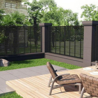 Louver Fence WPC 180x180 Cm Black