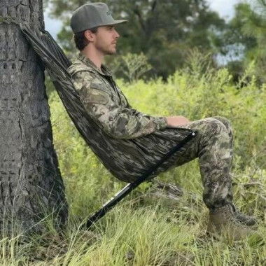 Low Down Hunting Seat with Adjustable Height,Portable Folding Tree Stand & 180 Degree Pivot Lightweight Hammock Chair,Turkey Duck Blind,Camping Stool