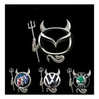 LUD 3D Car Stickers Styling Little Devil Guardian Angel Silver