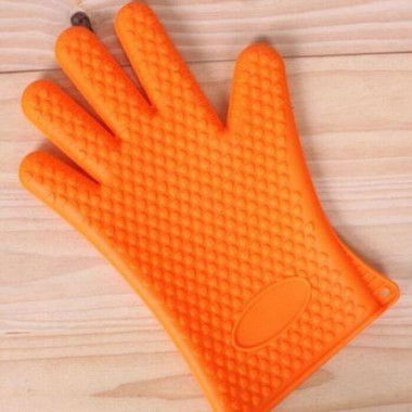 LUD Baking Cooking Oven Mitt Non-slip Grip Heat-resistant Silicone Glove Pot Holder Yellow