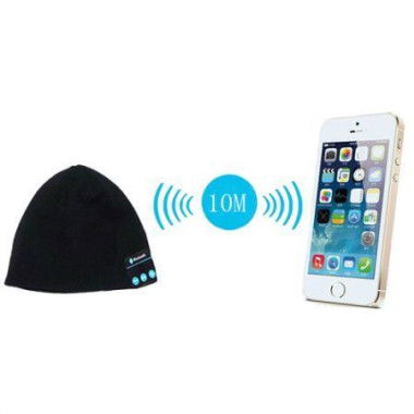 LUD Smart Talking Keep Warm Music Beanie Hat With Built-in Wireless Bluetooth Stereo Earphones - Black.