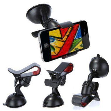 LUD Universal 360 Degree Car Windshield Mount Holder Bracket For IPhone PDA Phones GPS MP3 Black