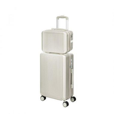 Luggage Suitcase Trolley White 2pc 14+20