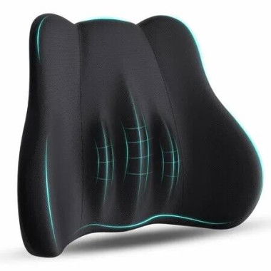 Lumbar Support Pillow,Memory Foam Lumbar Pillow for Lower Back,Back Support Pillow for Office Chair,Car Seat - Black