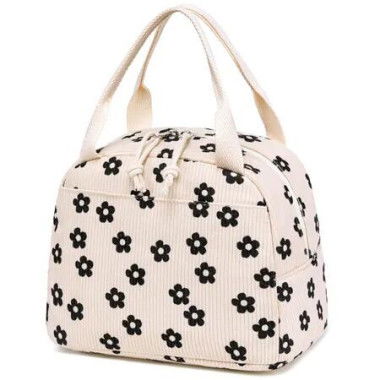 Lunch Bag for Women Men Cute Corduroy Lunch Tote Bags Reusable Insulated Lunch Box Large Capacity Reusable Insulated Cooler