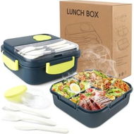 Detailed information about the product Lunch Bento Box With 3 Compartments,1400Ml Lunch Box With Cutlery Set,Portable Lunch Snack Boxes Food Containers For School Work Men Women Students