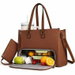 Lunch Tote Bag for Women, Large Capacity 15.6 Inch Laptop Tote Bag with Purse, Leakproof Cooler with Shoulder Strap for Office Business (Brown). Available at Crazy Sales for $29.95