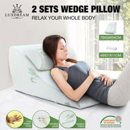 Detailed information about the product Luxdream 2 Pcs Foam Bed Wedge Pillow And Headrest With Breathable Bamboo Cover